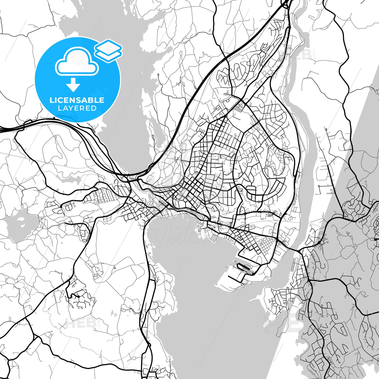 Layered PDF map of Larvik, Vestfold, Norway