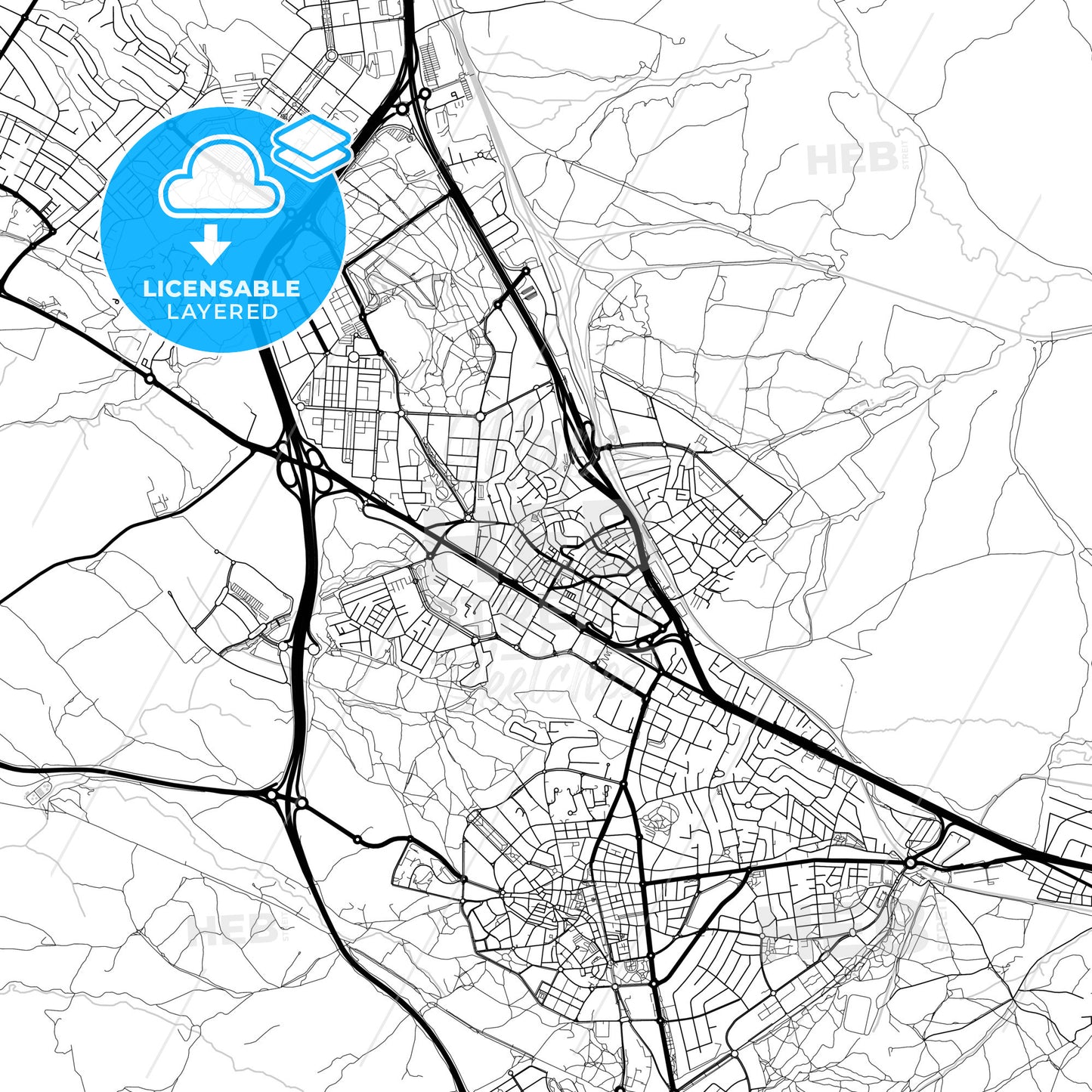 Layered PDF map of Las Rozas de Madrid, Madrid, Spain