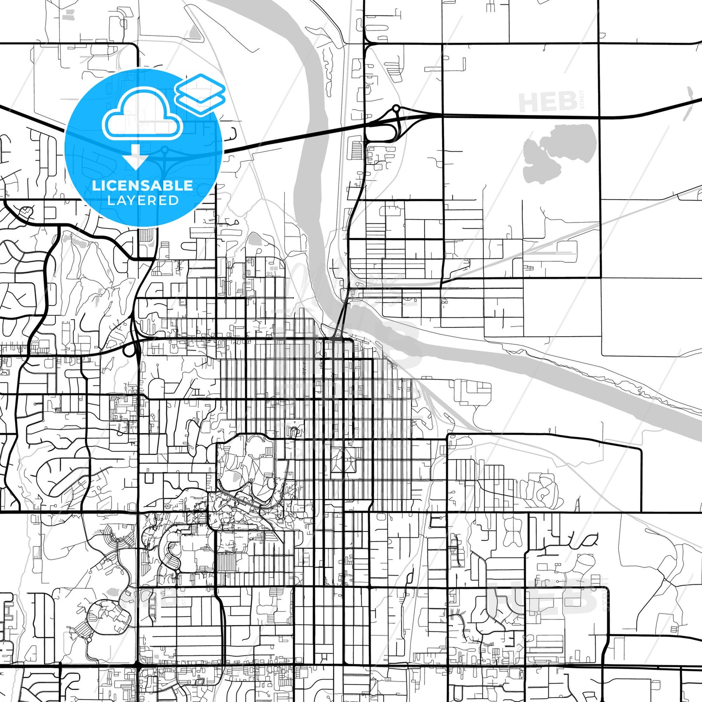 Layered PDF map of Lawrence, Kansas, United States