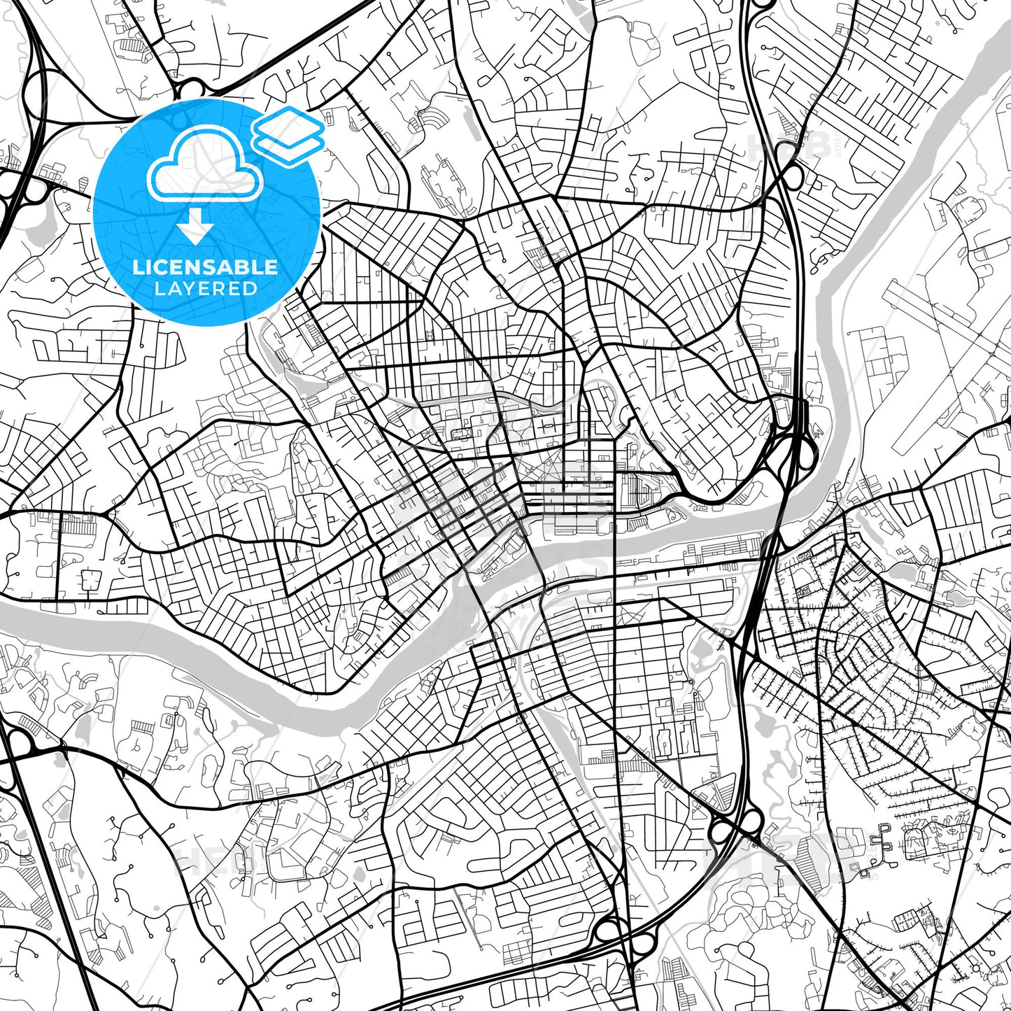 Layered PDF map of Lawrence, Massachusetts, United States