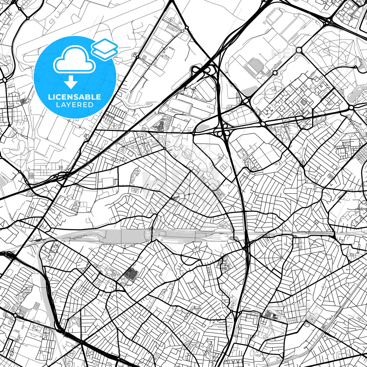 Layered PDF map of Le Blanc-Mesnil, Seine-Saint-Denis, France