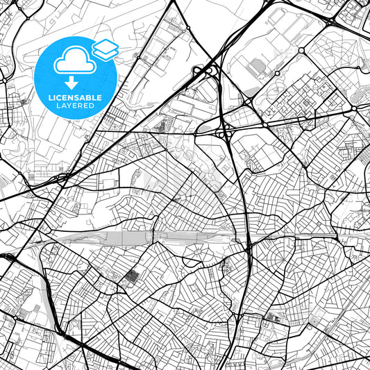 Layered PDF map of Le Blanc-Mesnil, Seine-Saint-Denis, France