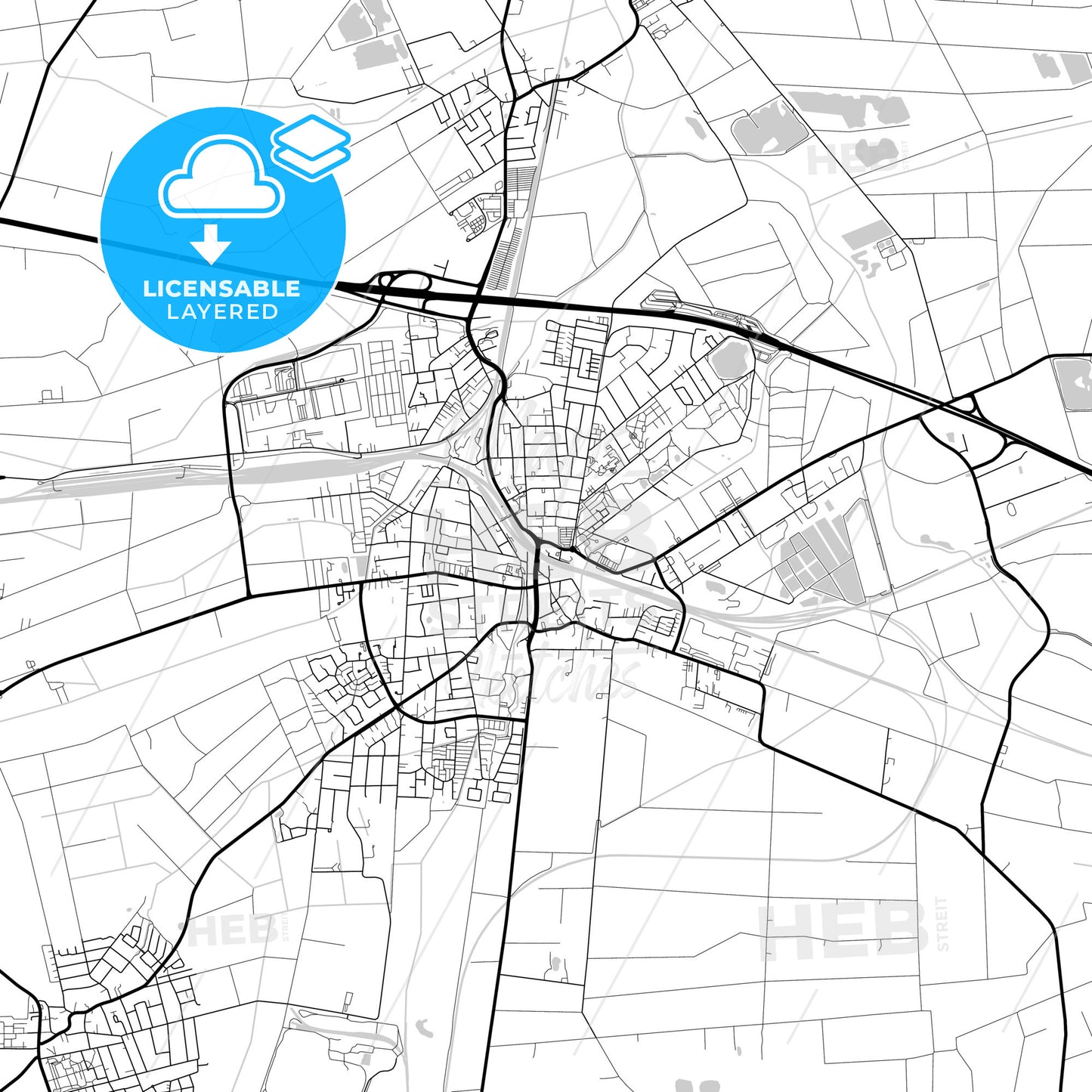 Layered PDF map of Lehrte, Lower Saxony, Germany