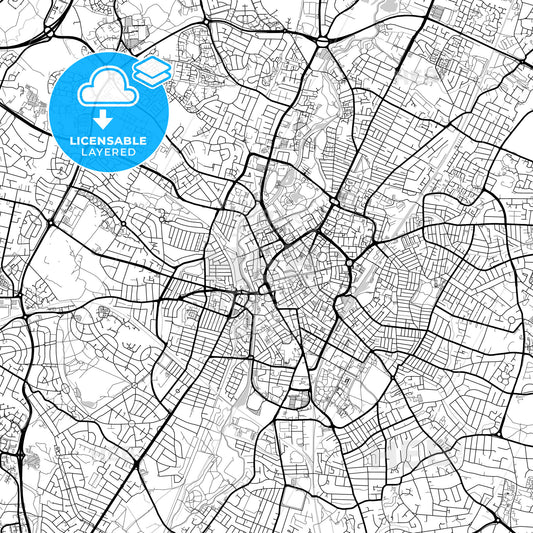 Layered PDF map of Leicester, East Midlands, England