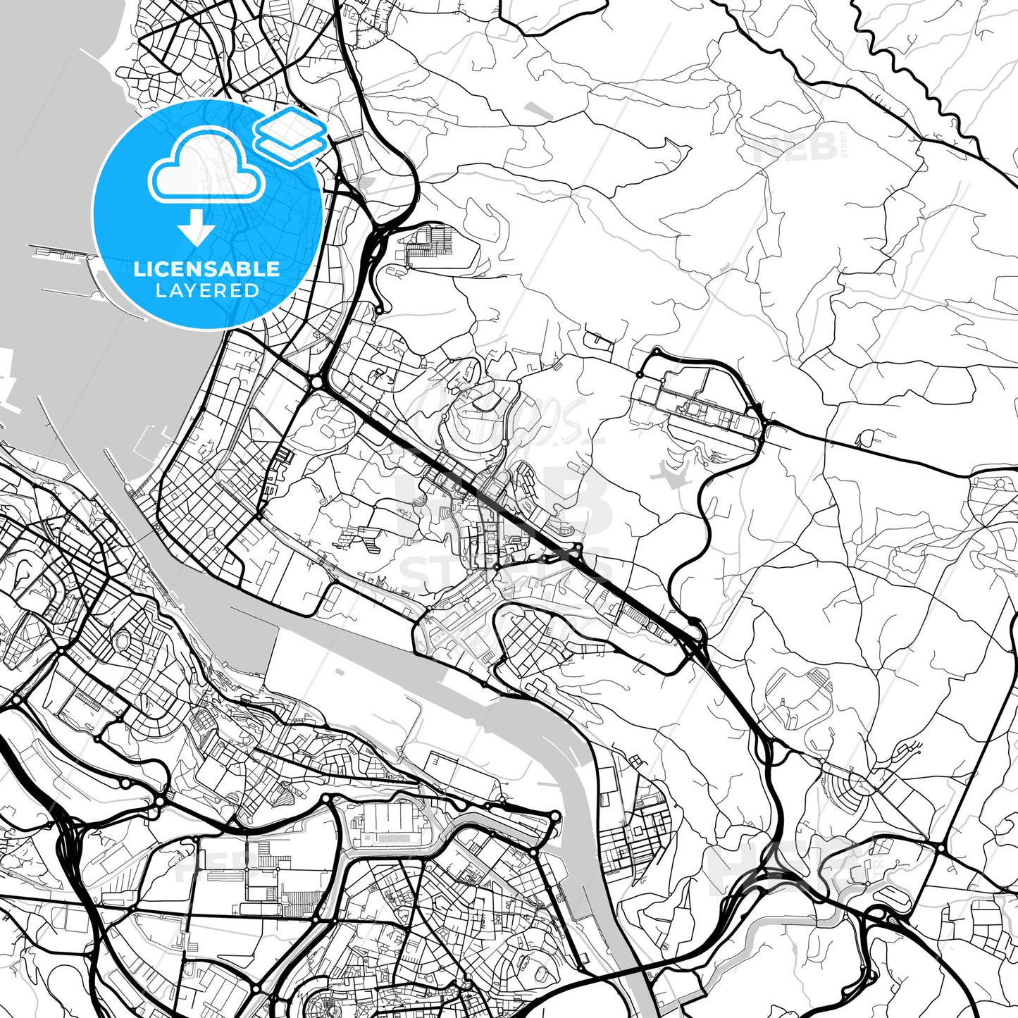 Layered PDF map of Leioa, Biscay, Spain