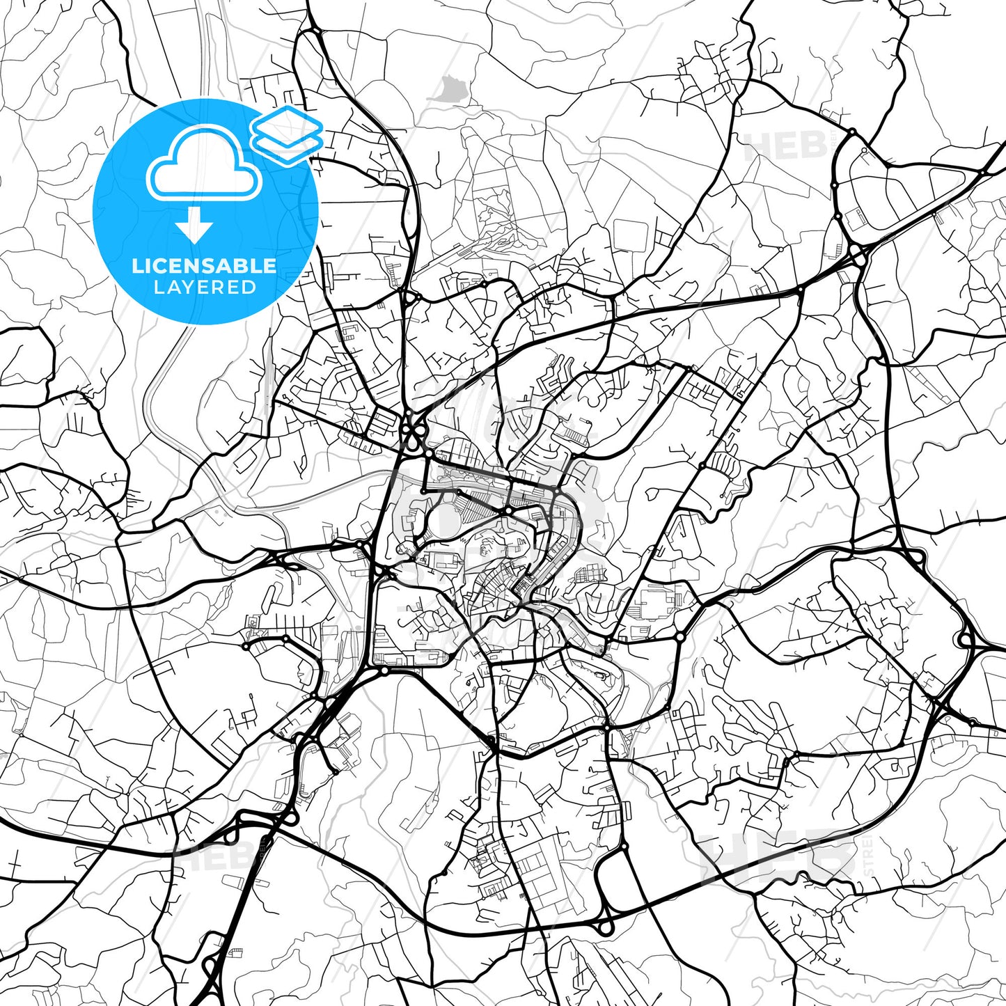 Layered PDF map of Leiria, Leiria, Portugal