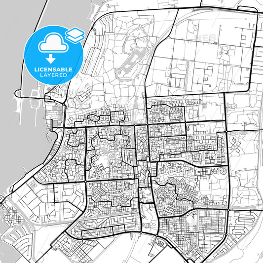Layered PDF map of Lelystad, Flevoland, Netherlands