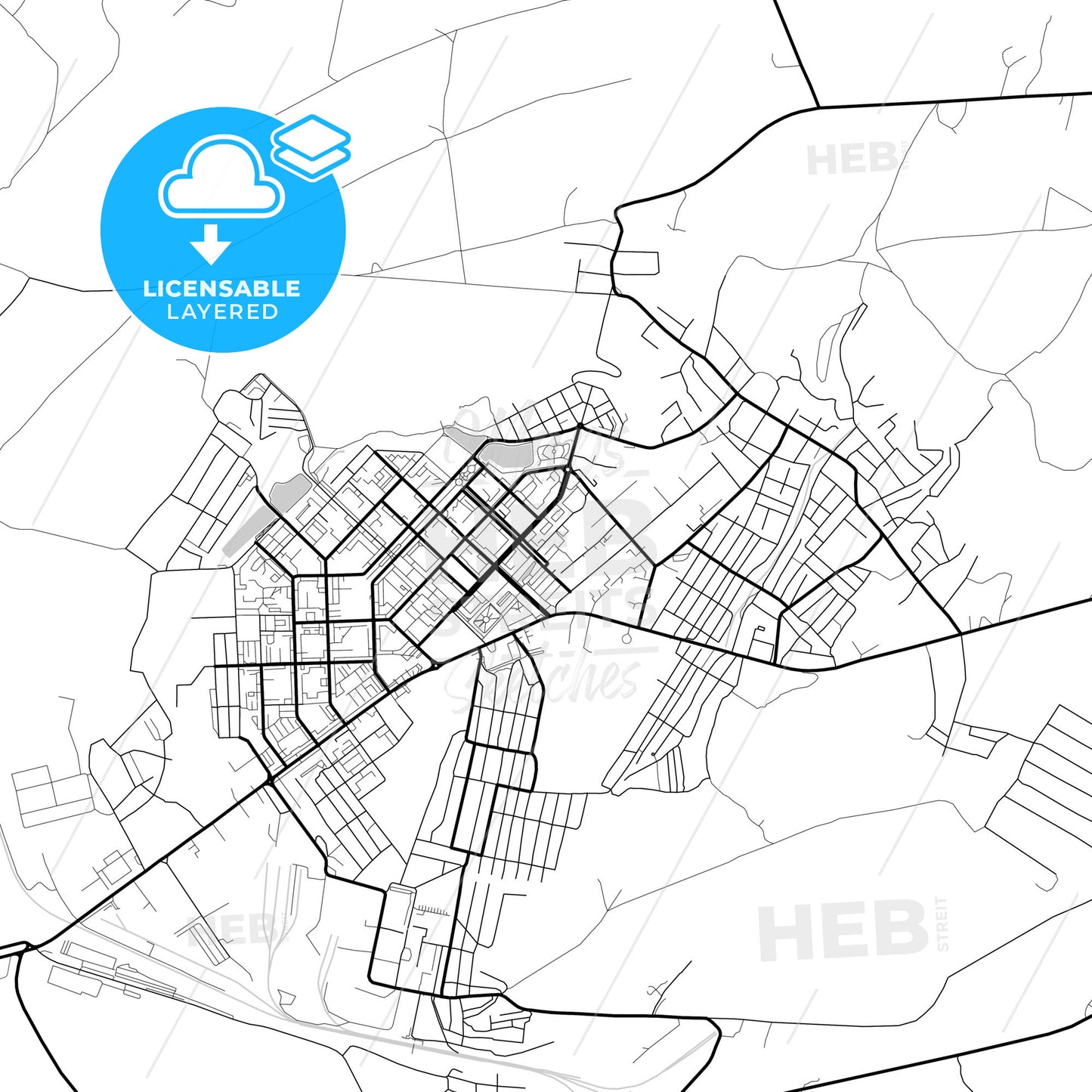 Layered PDF map of Leninogorsk, Republic of Tatarstan, Russia