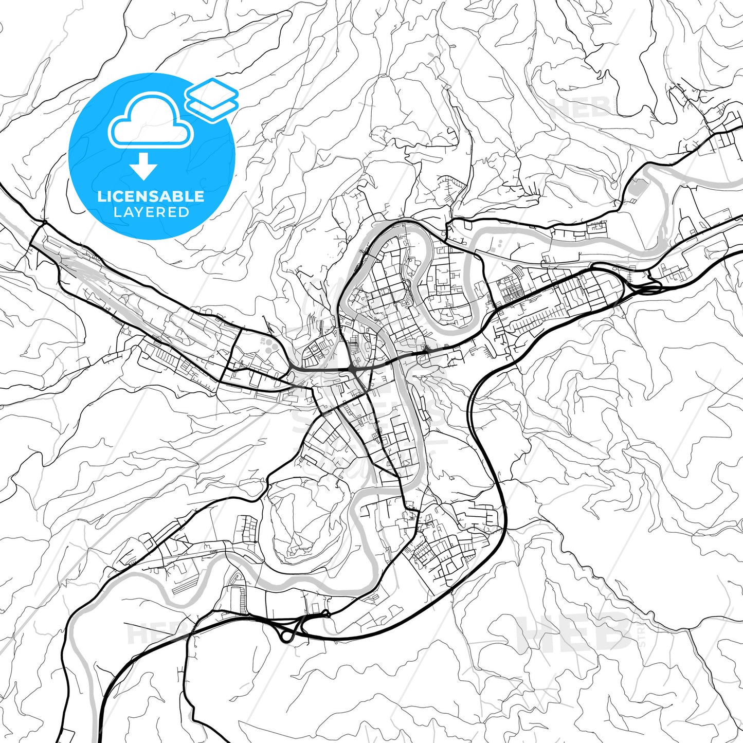 Layered PDF map of Leoben, Styria, Austria