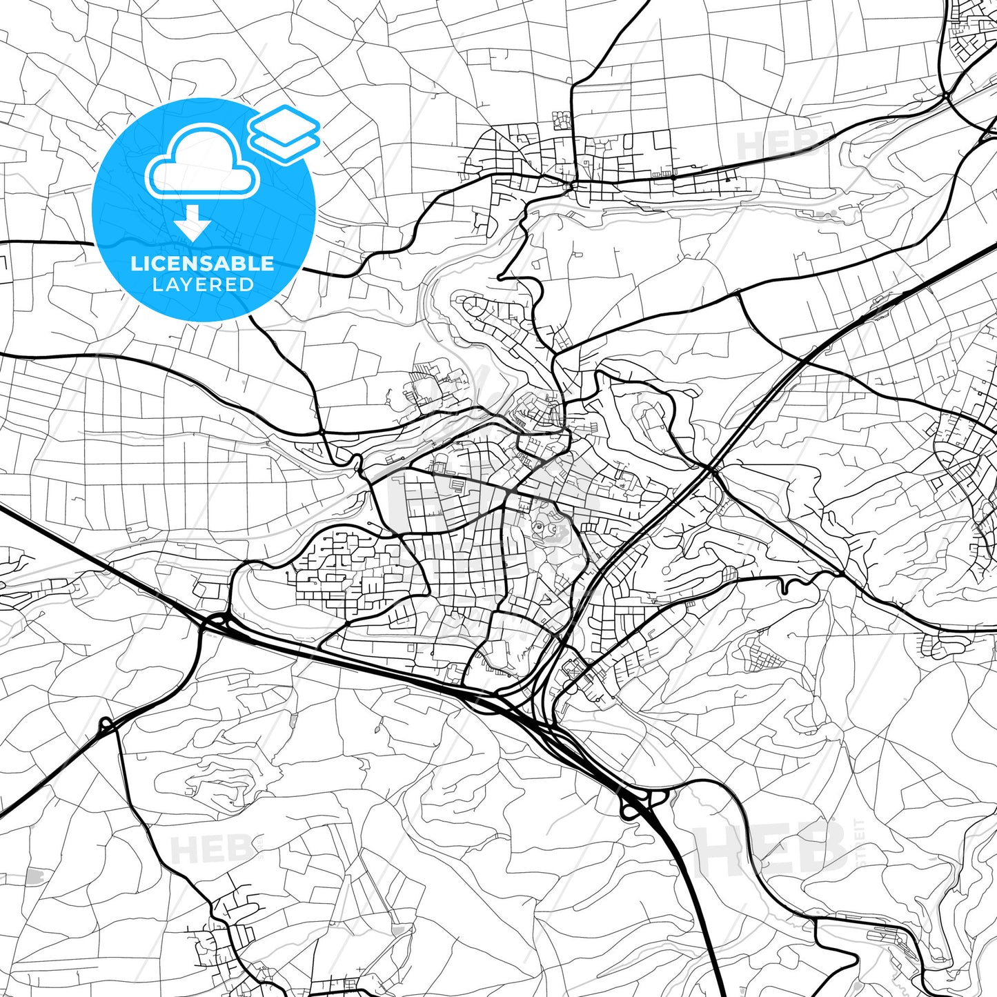 Layered PDF map of Leonberg, Baden-Wuerttemberg, Germany