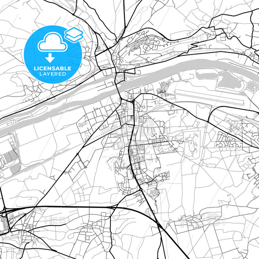 Layered PDF map of Les Mureaux, Yvelines, France