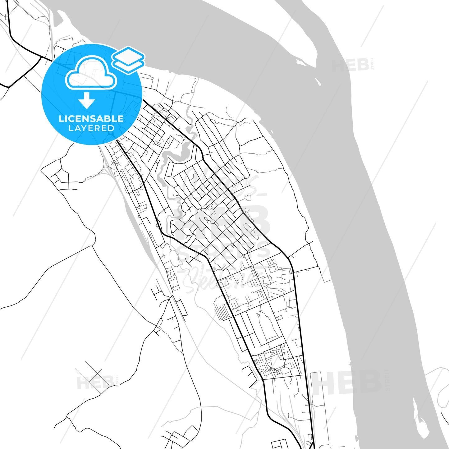 Layered PDF map of Lesosibirsk, Krasnoyarsk Krai, Russia