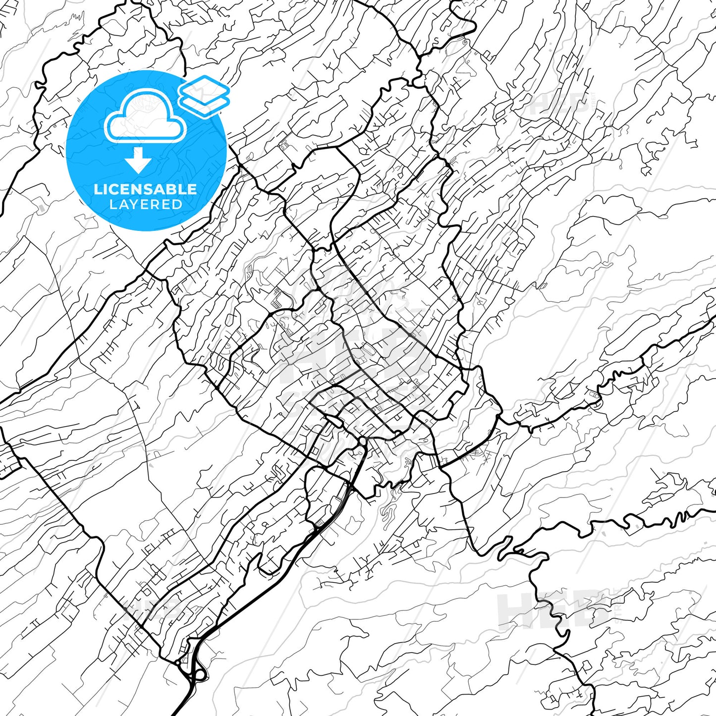 Layered PDF map of Le Tampon, Réunion, France