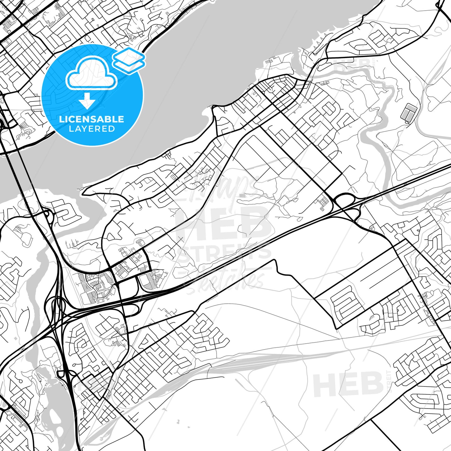 Layered PDF map of Lévis, Quebec, Canada