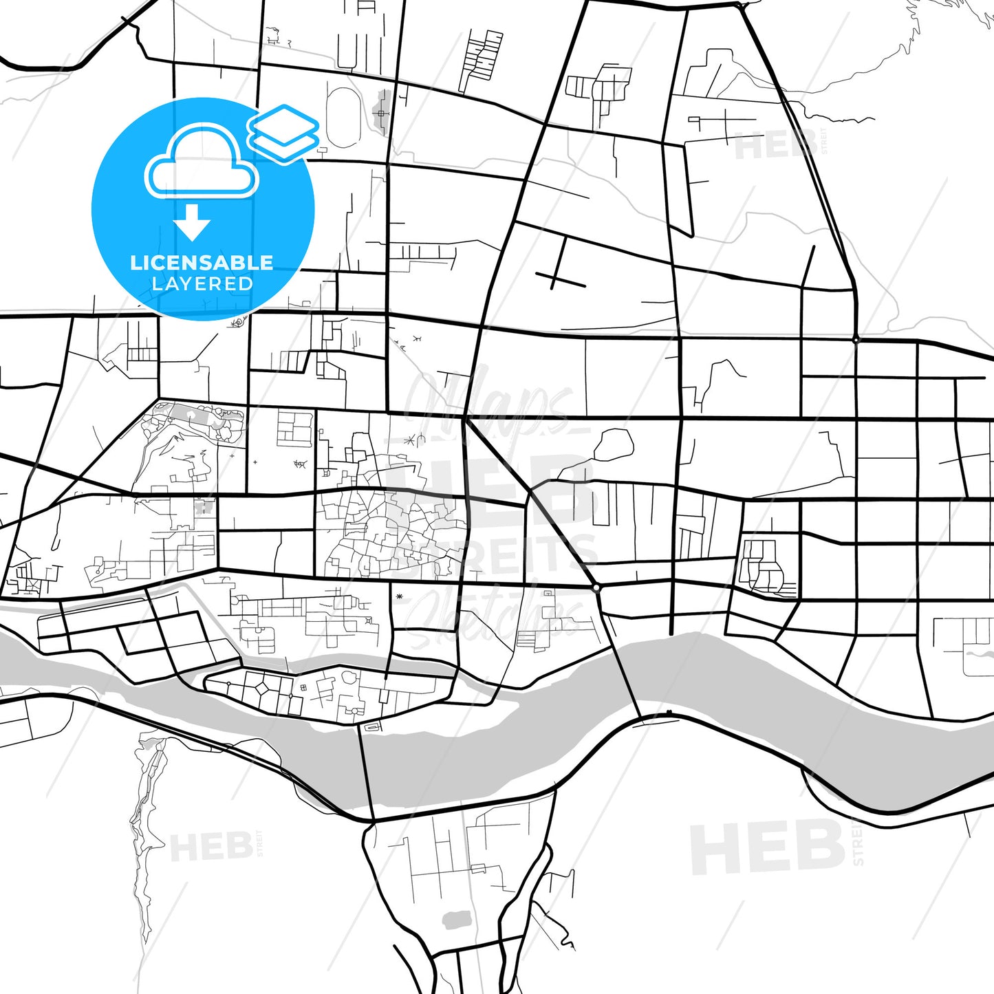 Layered PDF map of Lhasa, Tibet, China