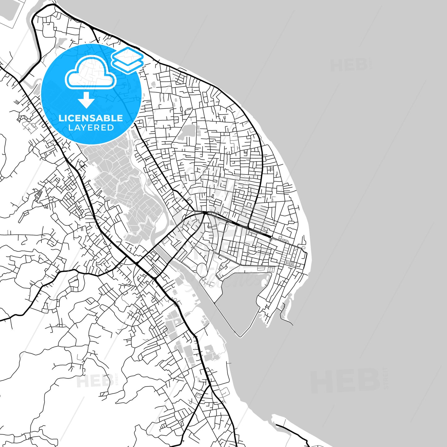 Layered PDF map of Lhokseumawe, Aceh, Indonesia