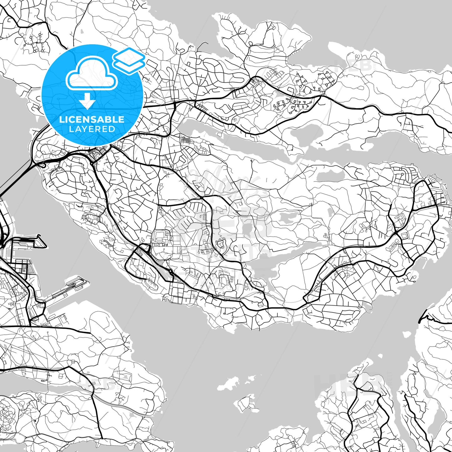 Layered PDF map of Lidingö, Sweden