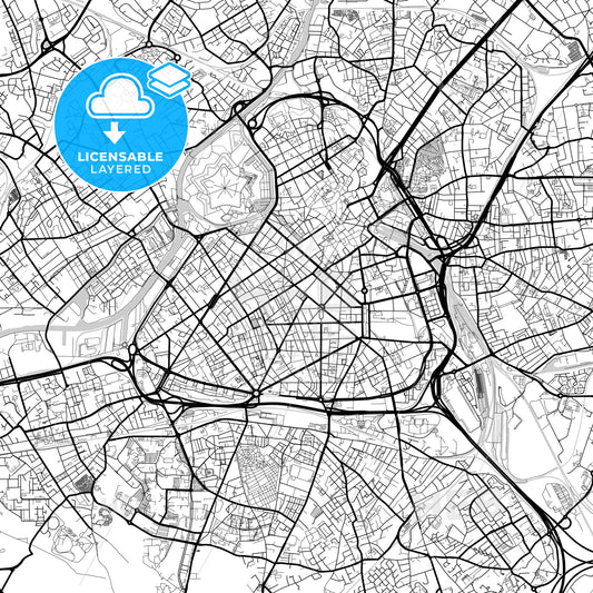 Layered PDF map of Lille, Nord, France