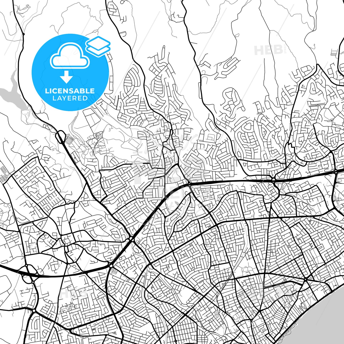 Layered PDF map of Limassol  , Limassol, Cyprus