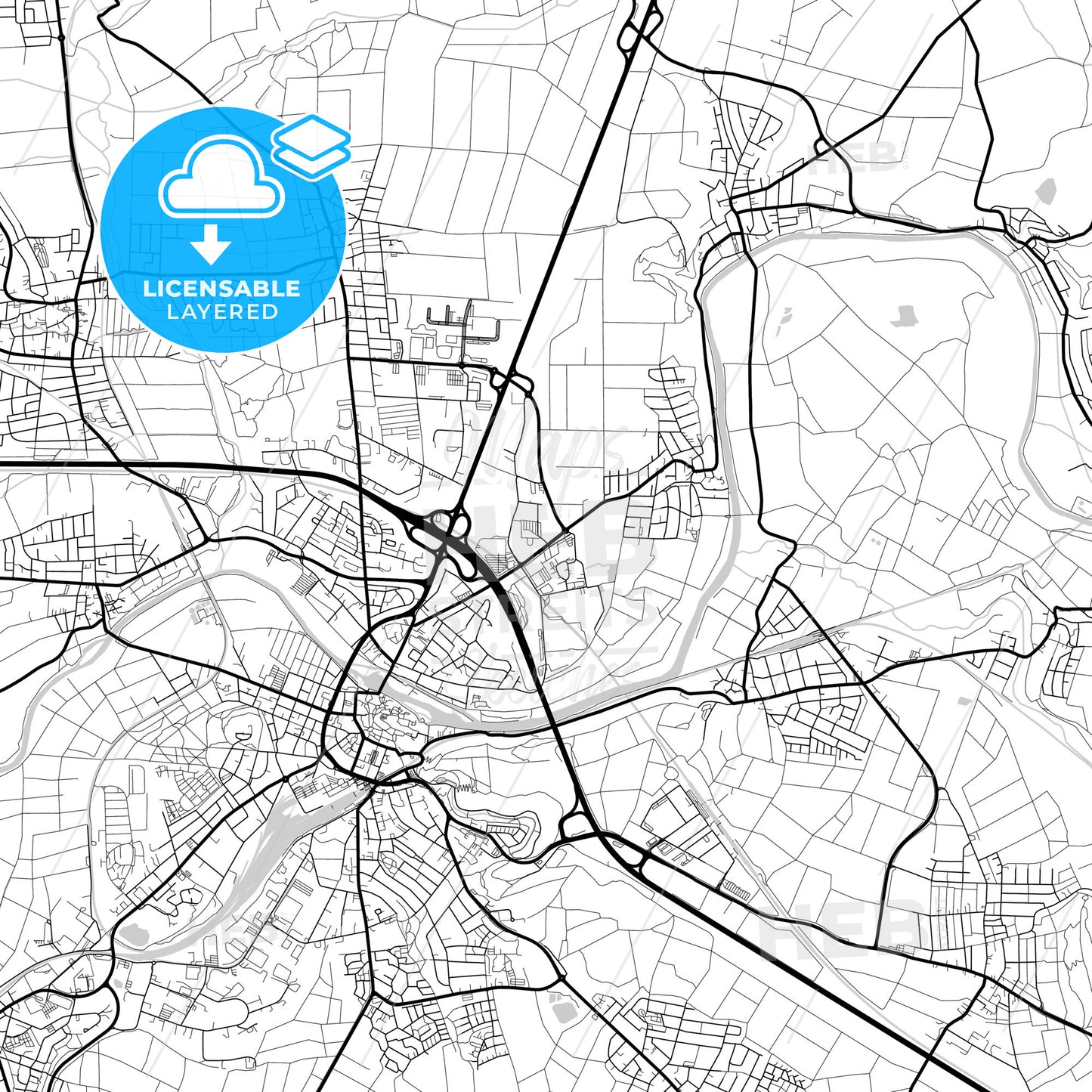 Layered PDF map of Limburg an der Lahn, Hesse, Germany