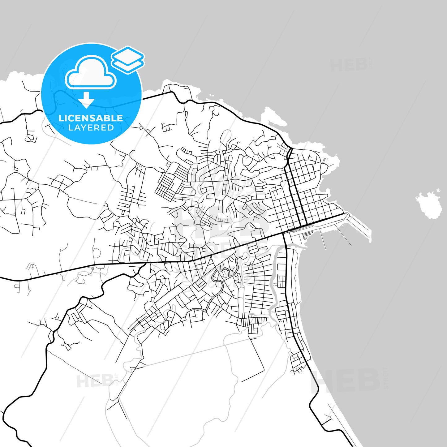 Layered PDF map of Limón, Limón, Costa Rica