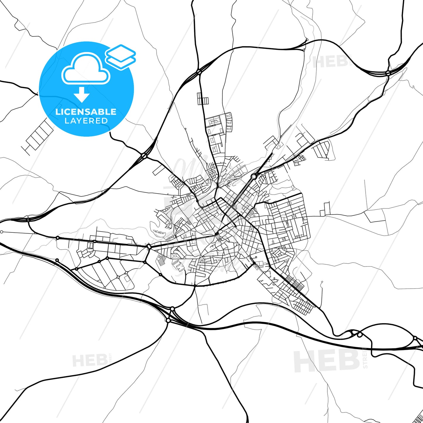 Layered PDF map of Linares, Jaén, Spain