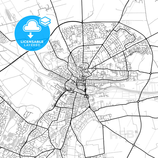 Layered PDF map of Lincoln, East Midlands, England