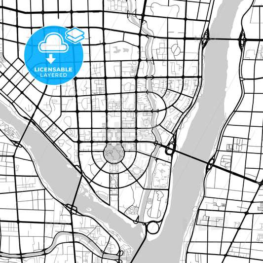 Layered PDF map of Linyi, Shandong, China