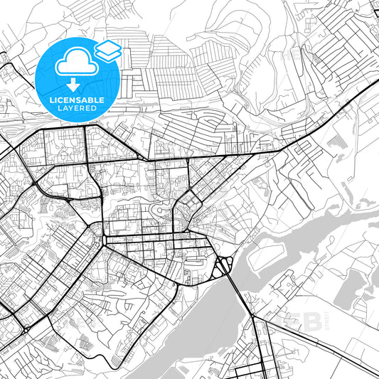 Layered PDF map of Lipetsk, Lipetsk Oblast, Russia