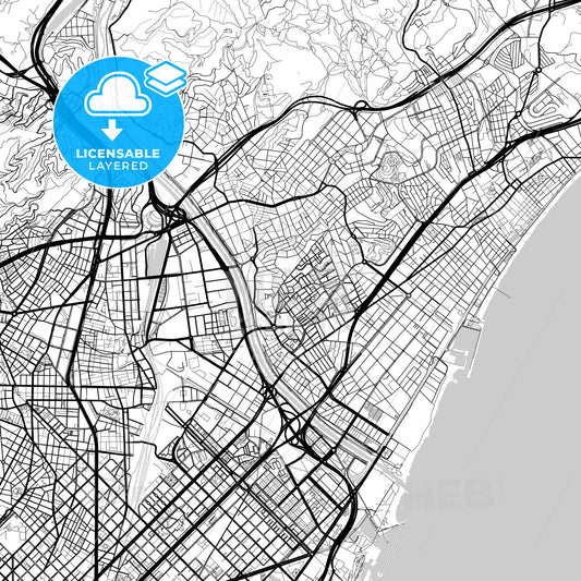 Layered PDF map of Llefià, 08913 Badalona, Spain