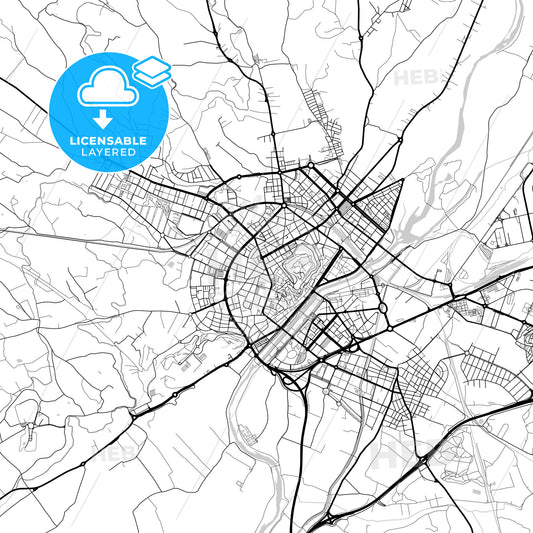 Layered PDF map of Lleida, Spain