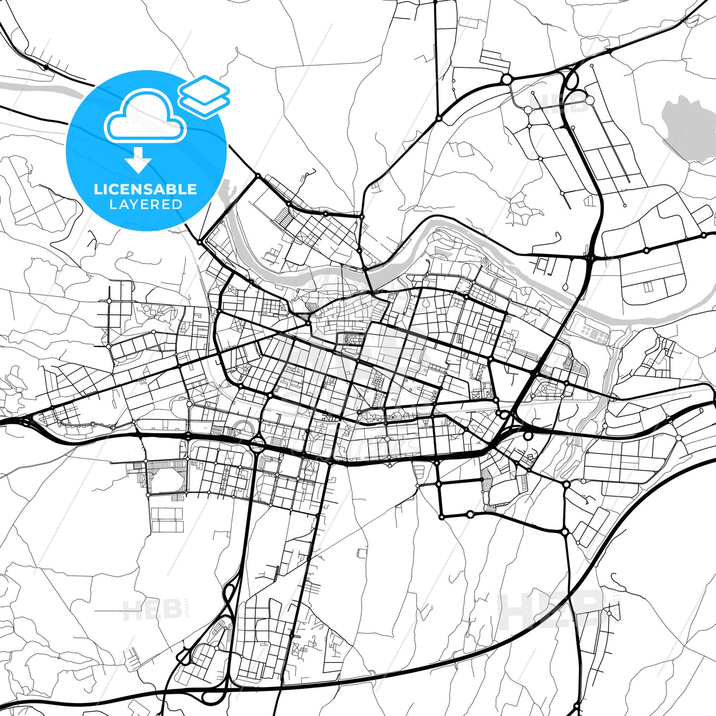 Layered PDF map of Logroño, La Rioja, Spain