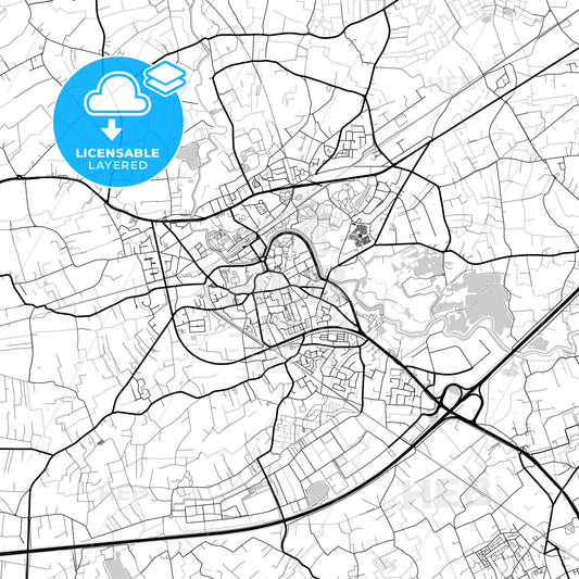 Layered PDF map of Lokeren, East Flanders, Belgium
