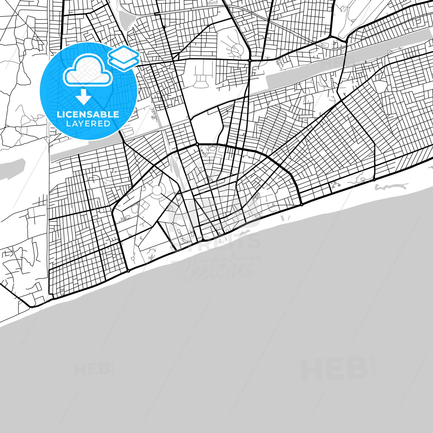 Layered PDF map of Lome, Togo
