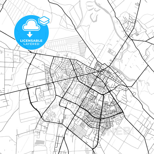 Layered PDF map of Łomża, Podlaskie, Poland