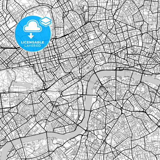 Layered PDF map of London, Greater London, England