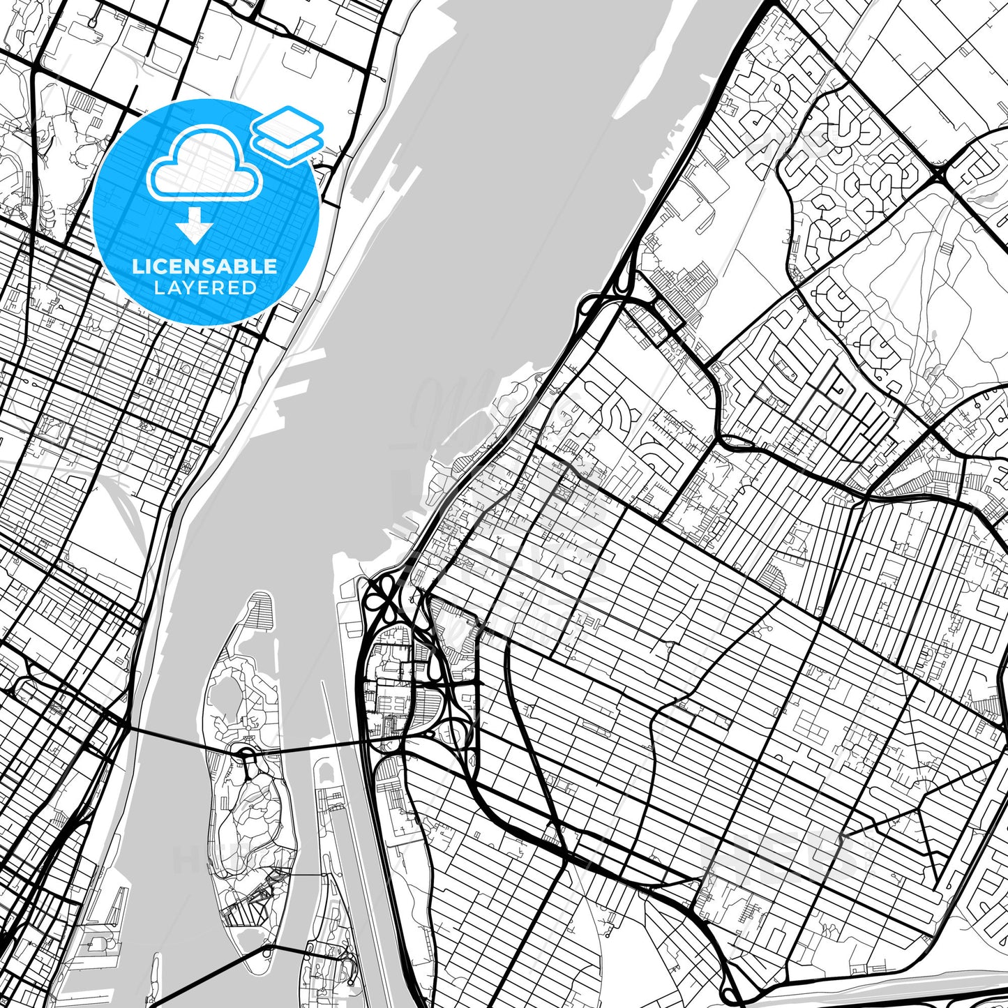 Layered PDF map of Longueuil, Quebec, Canada