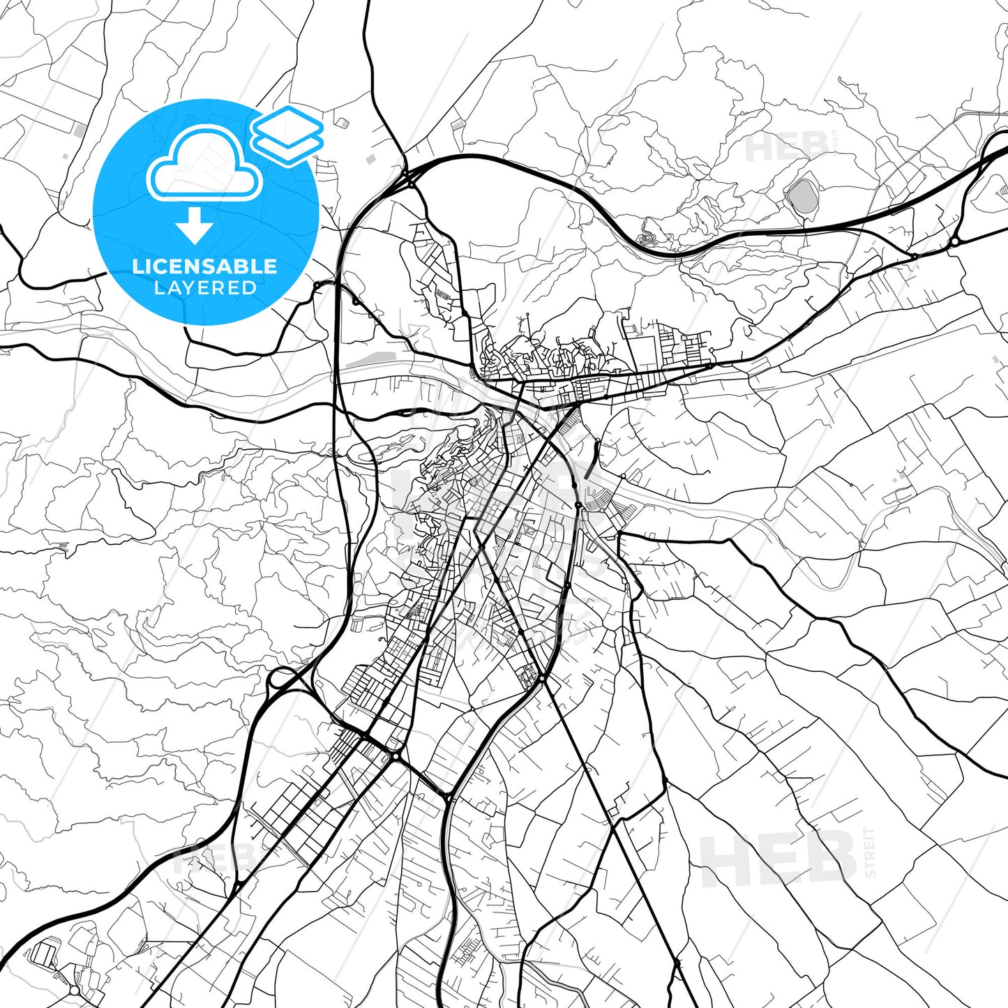 Layered PDF map of Lorca, Murcia, Spain