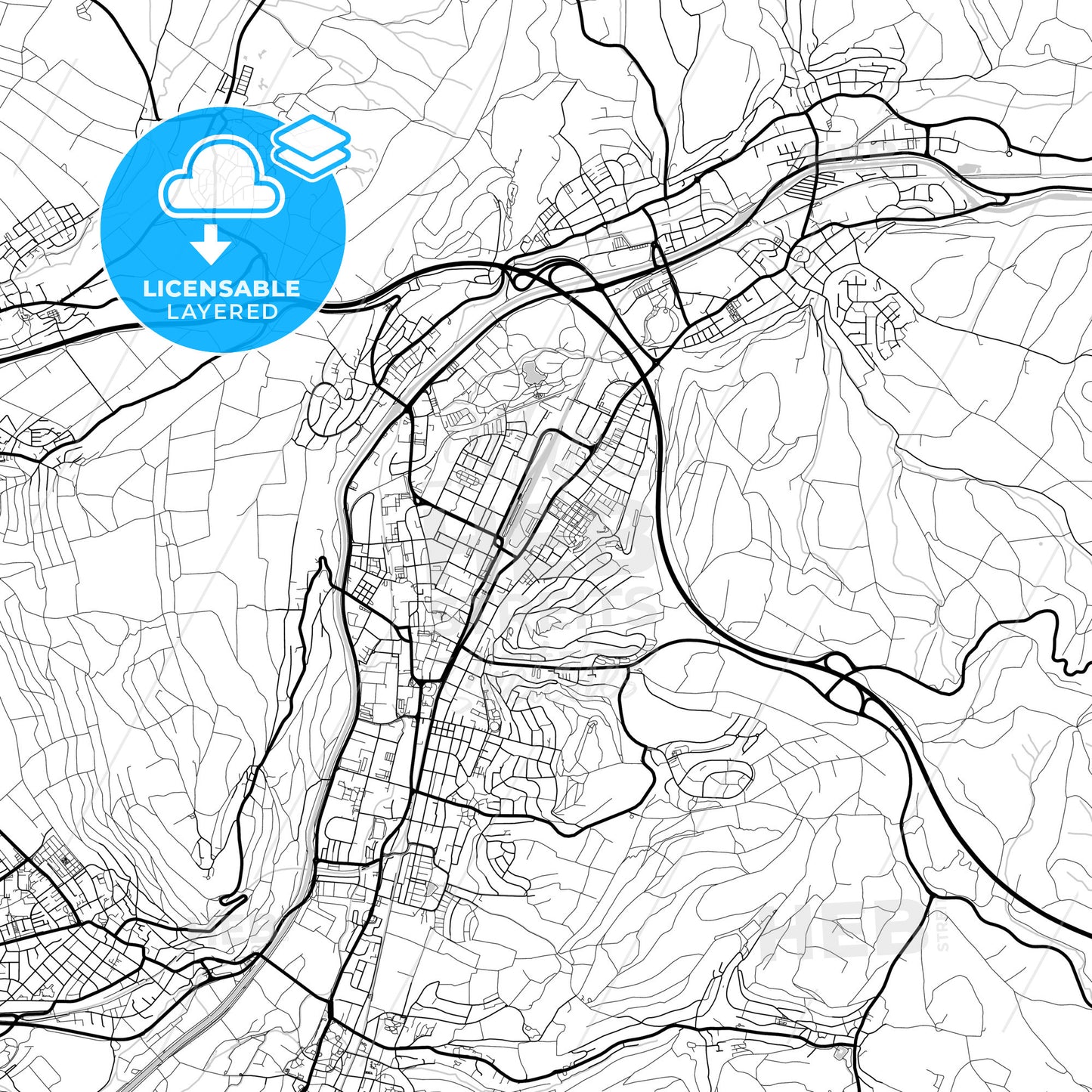 Layered PDF map of Lorrach, Baden-Wuerttemberg, Germany