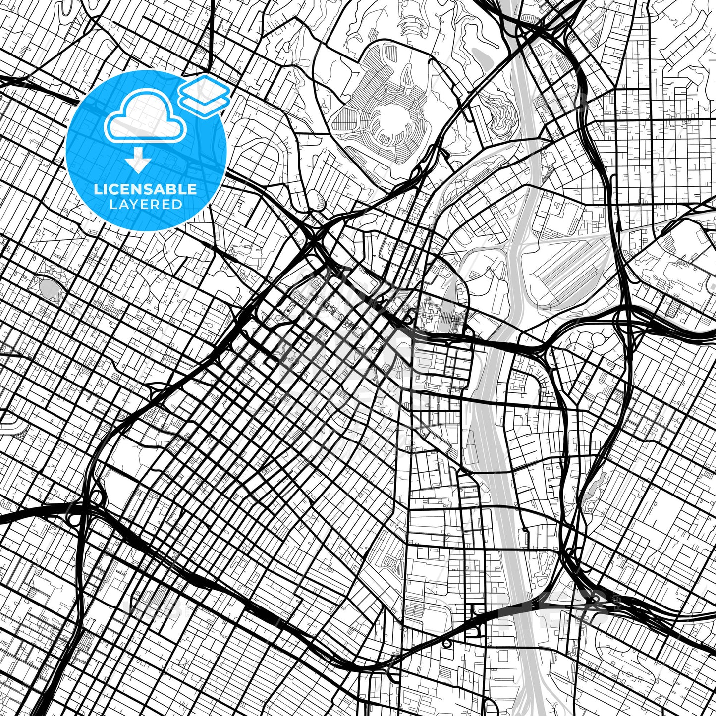 Layered PDF map of Los Angeles, California, United States