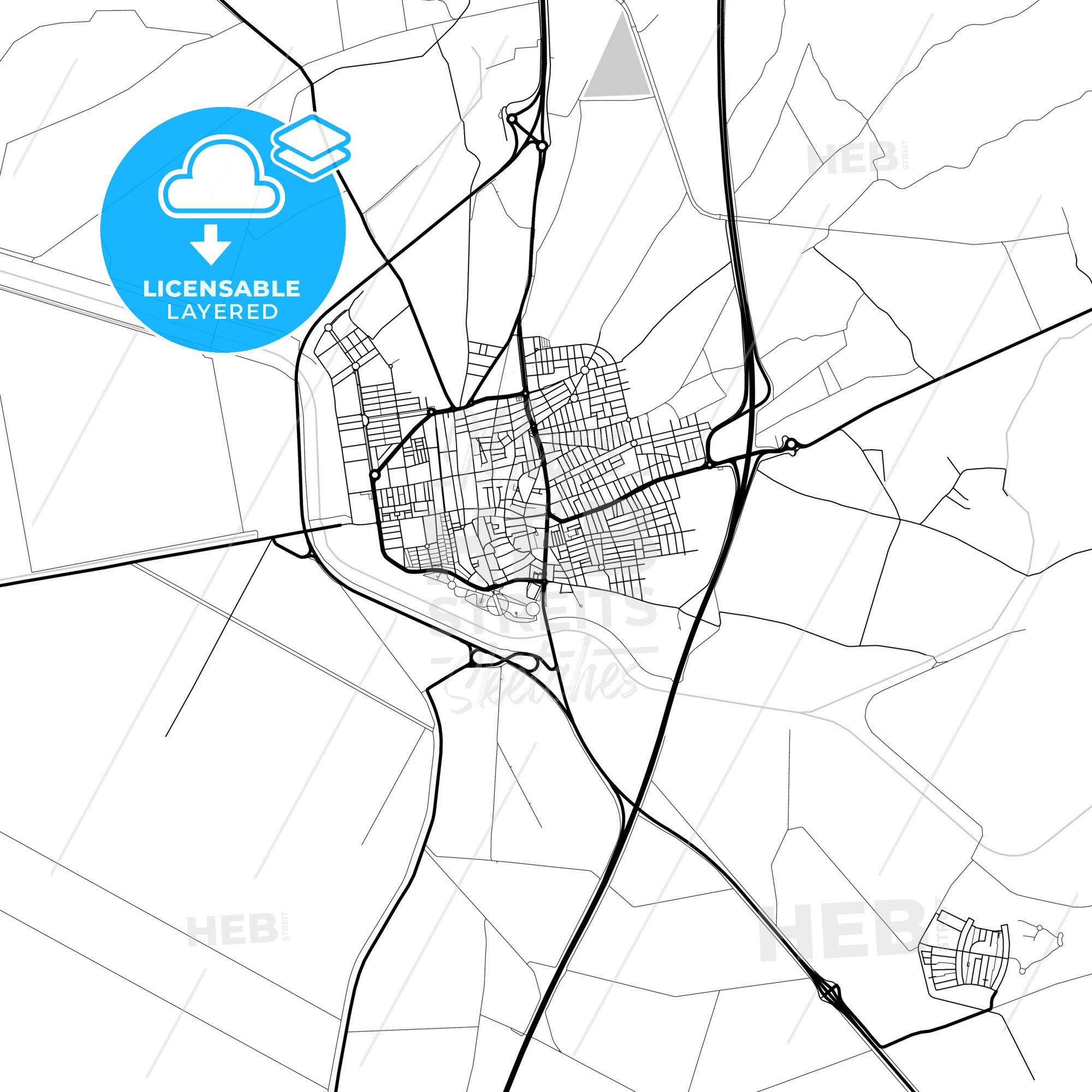 Layered PDF map of Los Palacios y Villafranca, Seville, Spain - HEBSTREITS