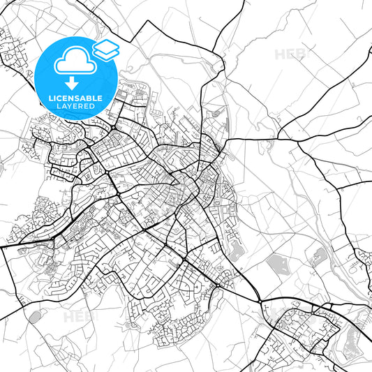 Layered PDF map of Loughborough, East Midlands, England