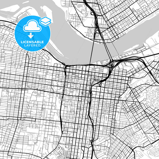 Layered PDF map of Louisville, Kentucky, United States