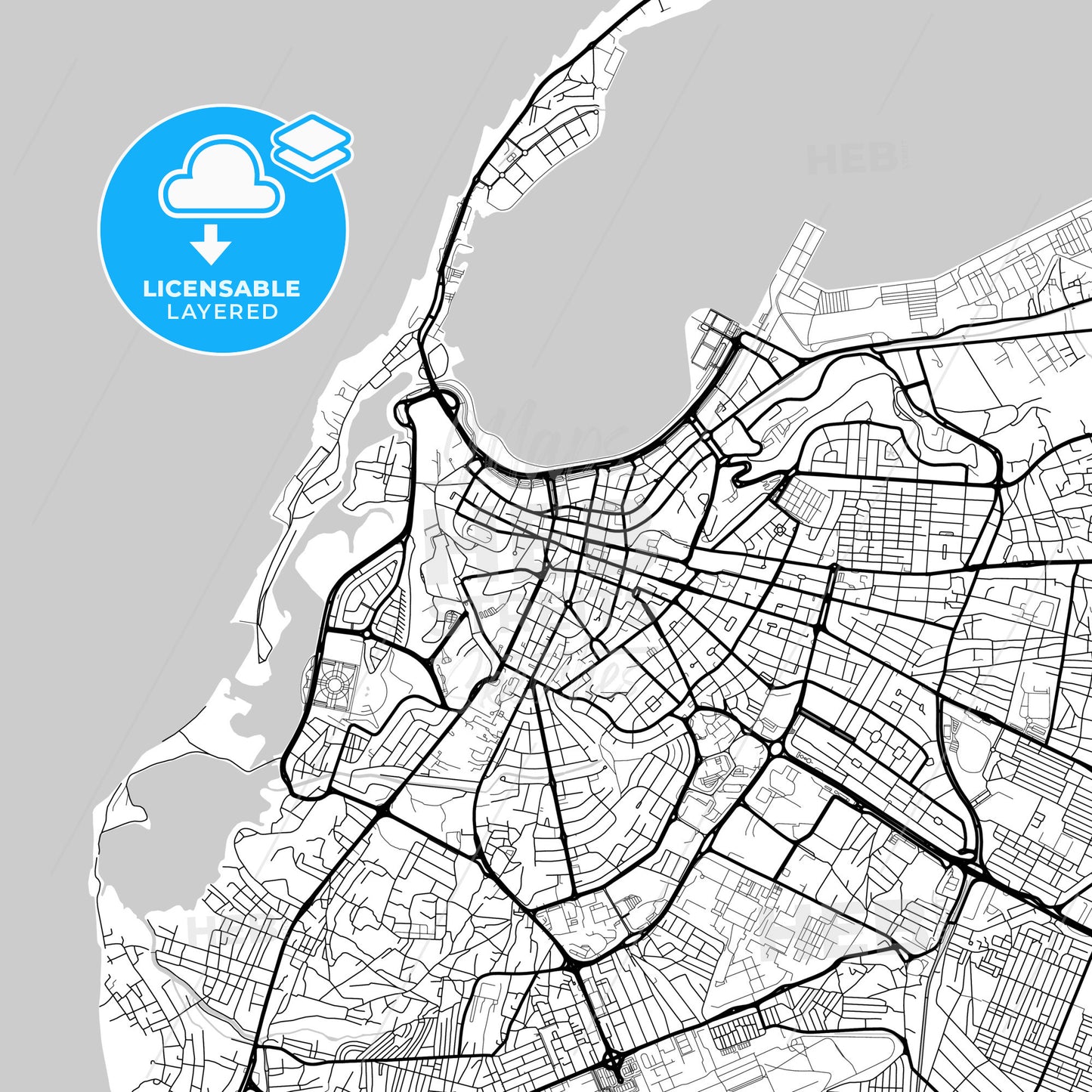 Layered PDF map of Luanda, Angola