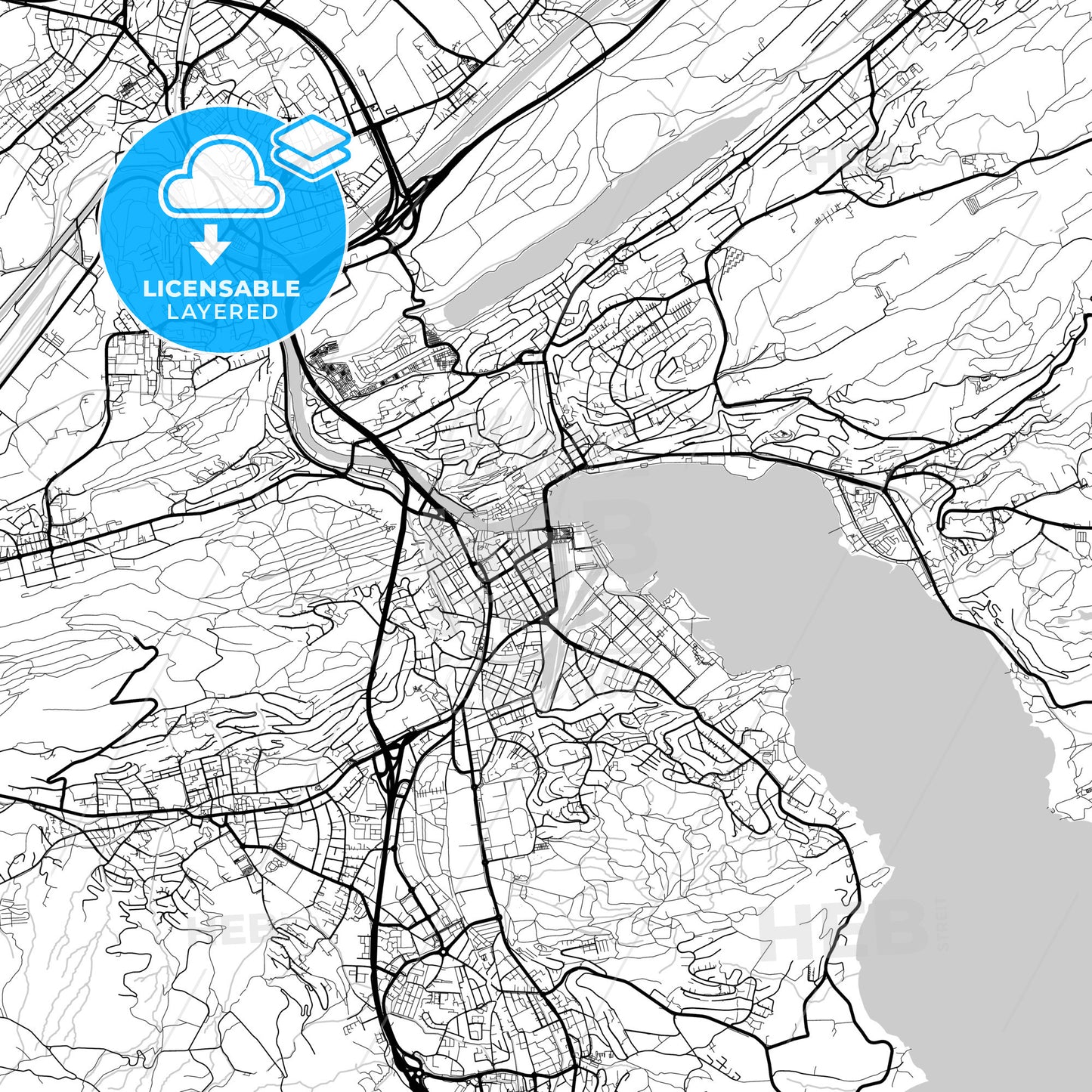 Layered PDF map of Lucerne, Switzerland