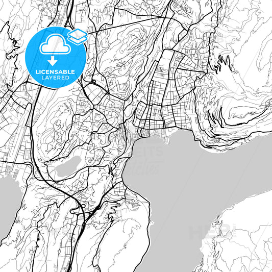 Layered PDF map of Lugano, Switzerland