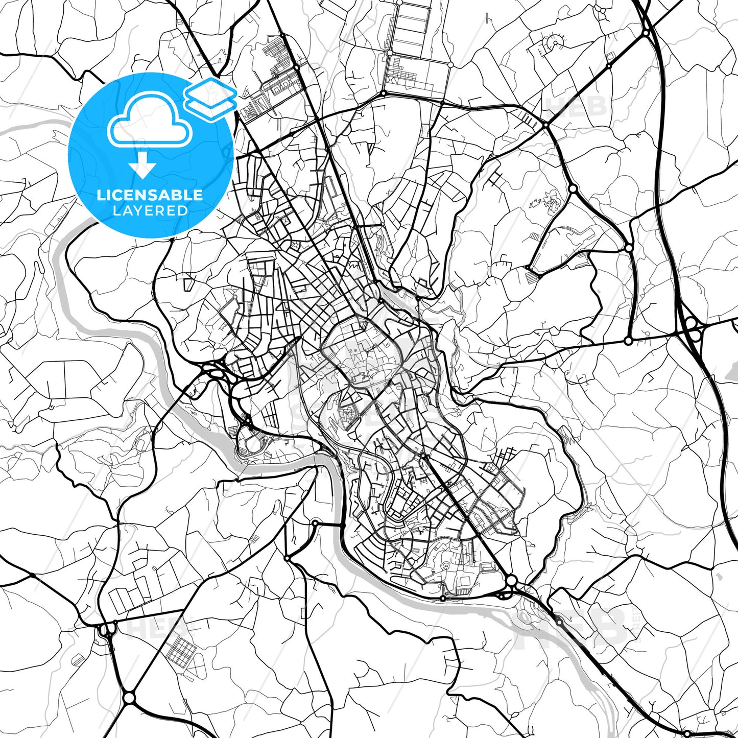 Layered PDF map of Lugo, Spain