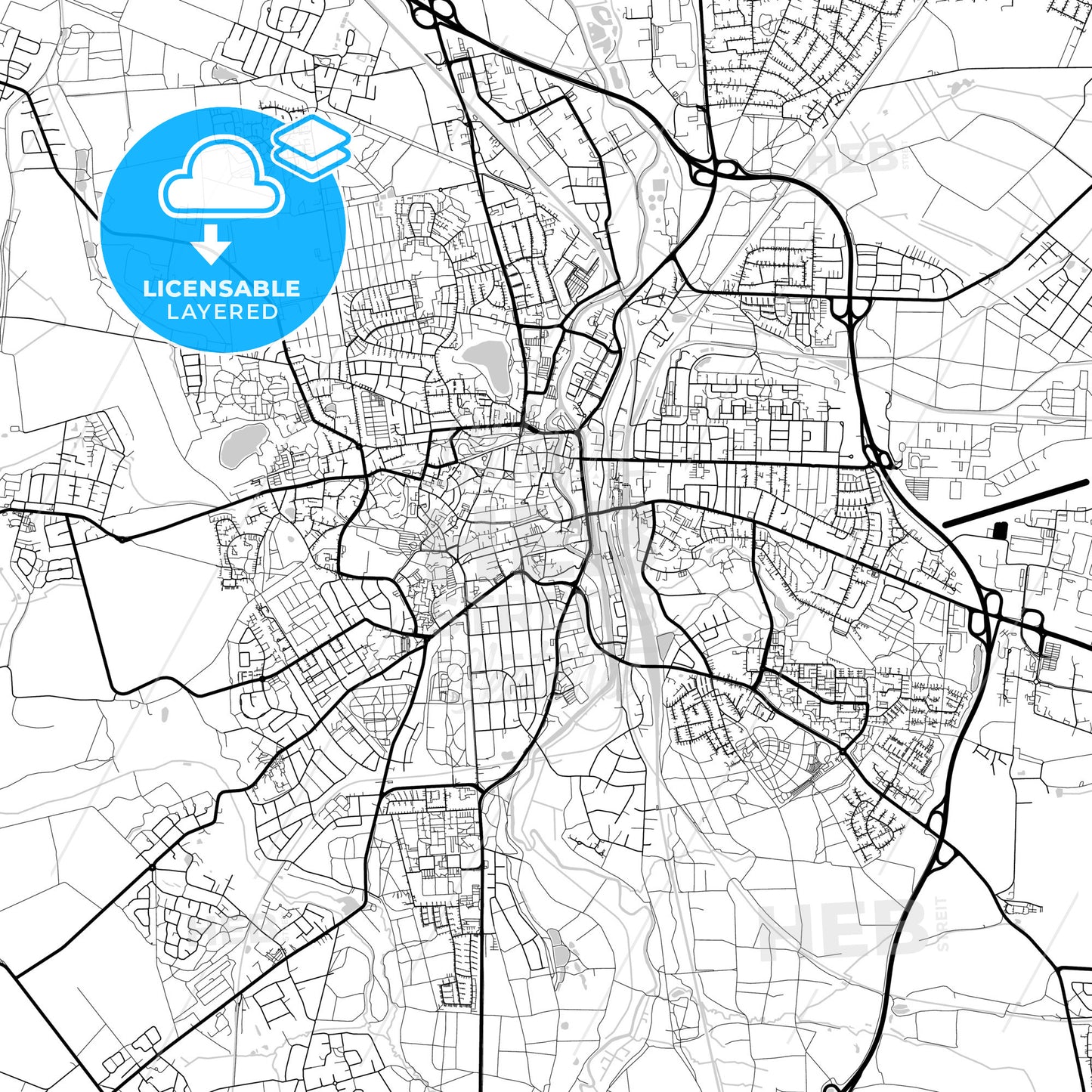 Layered PDF map of Luneburg, Lower Saxony, Germany