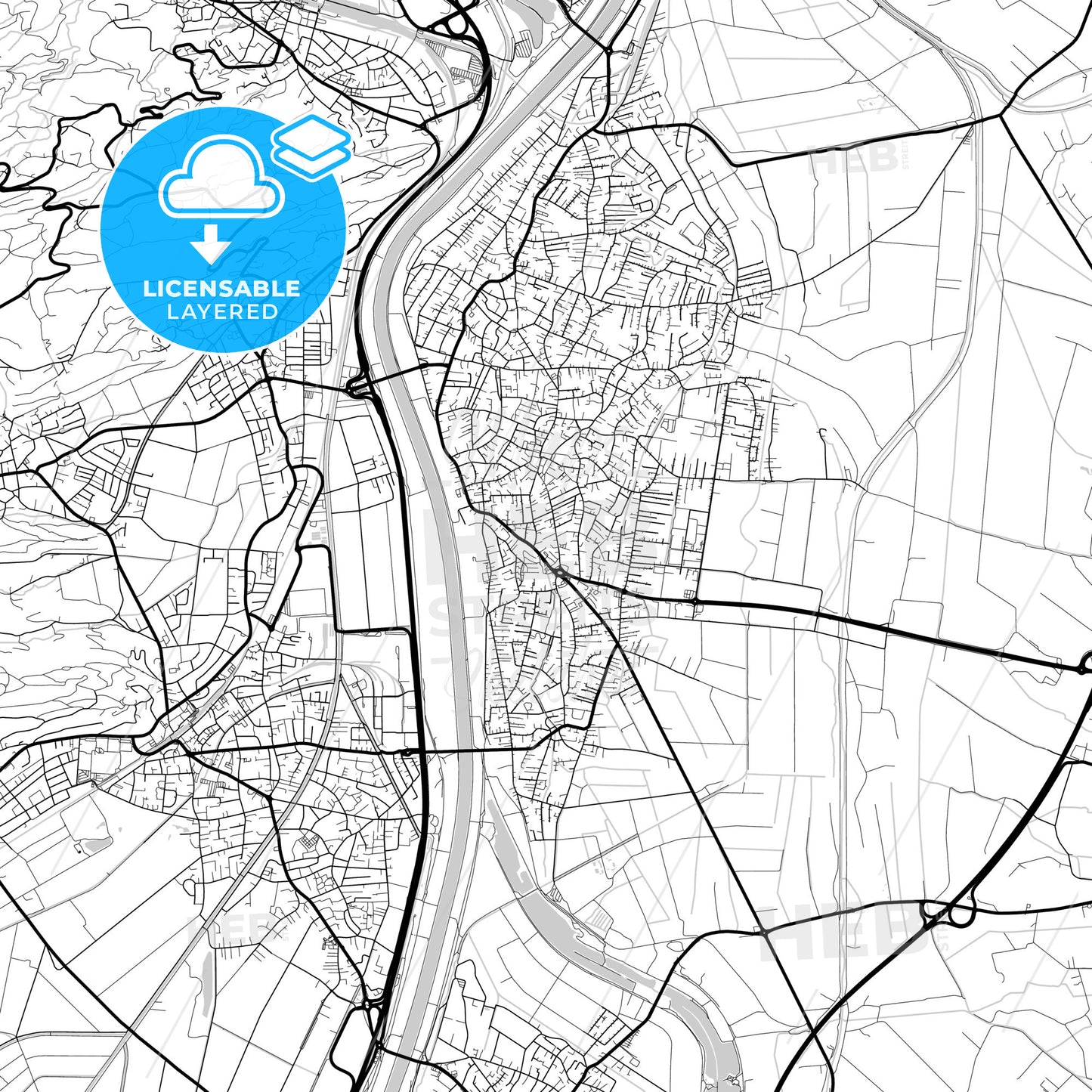 Layered PDF map of Lustenau, Vorarlberg, Austria