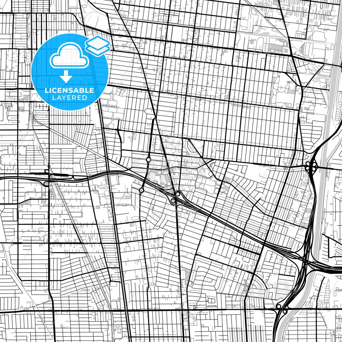 Layered PDF map of Lynwood, California, United States